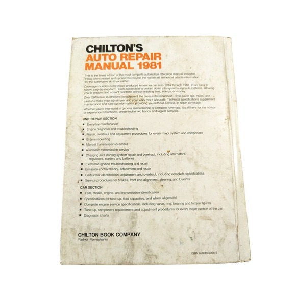Chilton's Auto Repair Manual 1981 American Cars from 1974 through 1981 Hardcover - Picture 2 of 6